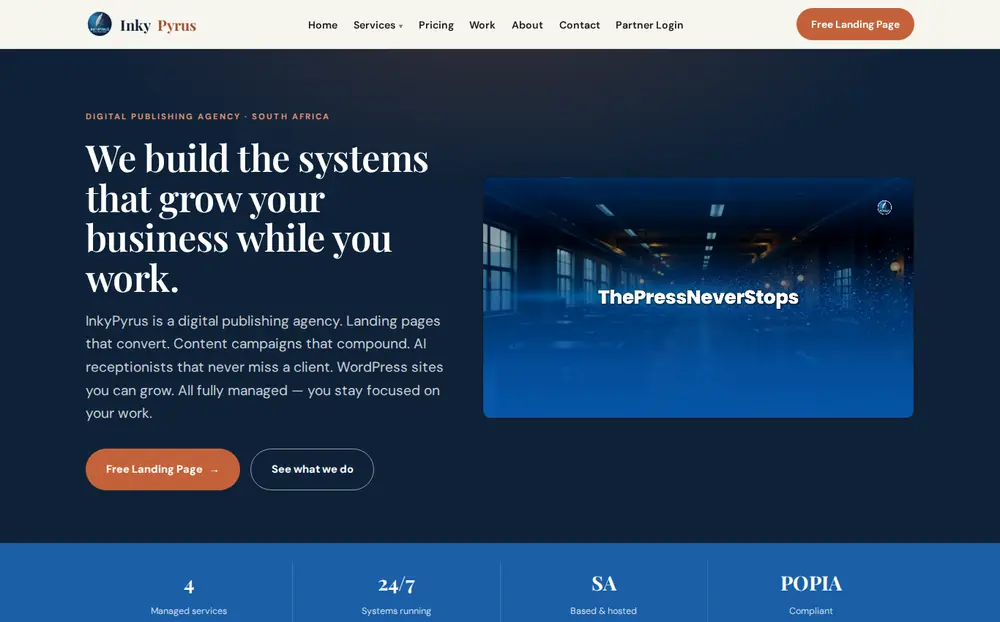 InkyPyrus Studio — website screenshot